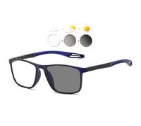 KOOSUFA Photochromic Reading Glasses Blue Light Blocking Sun Readers UV Protection TR90 Lightweight Sunglasses for Men Women 3 in 1 Lenses Darken In Sunlight Grey Lens/Dark blue 2.0