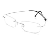 KOOSUFA Rimless Titanium Alloy Reading Glasses Lightweight Eyeglasses Readers Frameless Eyewear for Men Women Silver +1.50