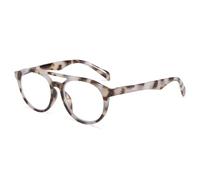 KOOSUFA Stylish Pilot Style Reading Glasses Round for Men Women Blue Light Blocking Double Bridge Spring Hinges Computer Readers Tortoiseshell, 2.5