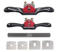 KOOTANS 2pcs 9" 10" Adjustable Spokeshave, with Replacement Blades and 4-Way Rasp File, Manual Planer with Flat Base, Perfect for Planing Trimming, Wood Working Deburring Tools