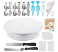 Kootek 71PCs Cake Decorating Supplies Kit with Revolving Cake Stand Turntable, 12 Numbered Icing Piping Tips, 2 Spatulas, 3 Icing Comb Scraper, 50+2 Piping Bags, and 1 Coupler for Baking