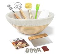 Kootek Banneton 22.5 cm Round Bread Basket Set for Beginning Sourdough with Whisk, Box and More