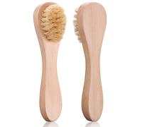 Kootinn 2 Pack Mini Dry Brush, Natural Bristle Small Body Brush, Exfoliating Facial Cleansing Brush for Soft Skin and Other Sensitive Areas Like Your Neck, Chest, and Nails