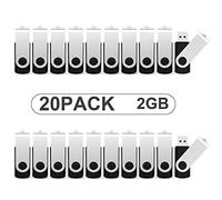 KOOTION 20 Pack USB 2.0 Thumb Drive - 2 GB Memory Stick (Black)
