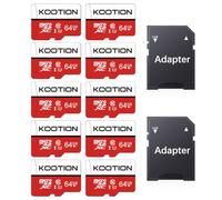 KOOTION 64GB Micro SD UHS-I Card 10Pack - Up to 80MB/s Read Speed, U1 Class10 with 2 Adaptors