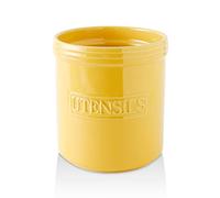 KOOV Kitchen Utensil Holder, Large Ceramic Utensil Crock, Deep and Stable, Letter Series (Yellow)