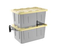 Koova Wall Mounted Tote Rack Storage System, Fits 27-Gallon Black and Yellow Commander Style Bins, Heavy Duty Steel, Made in USA (2-Piece Set)
