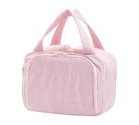 KoovDem Large Capacity Travel Organizer Bag - Cosmetic Toiletry Case for Business Trip, Foldable Makeup Storage Handbag with Handle, Student Clutter Organizer, Space-Saving All-Season Use(Pink)
