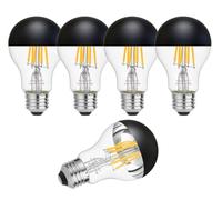KOOYWAN Black Crown Light Bulb-E27 Screw Bulb Dimmable 6W (60W Equivalent) A60 A Shape Decorative LED Classic Edison Bulb Black Mirror Reflected Light 2700K Warm White-Pack of 5