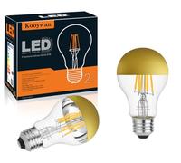 KOOYWAN E27 Copper Gold Crown Light Bulb-Dimmable 6W A60 Decorative Classic LED Edison Bulb Mirror Tipped Reflected Light 2700K Warm White