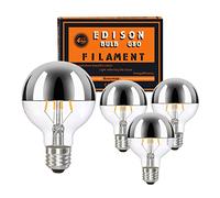KOOYWAN G80 Silver Crown Light Bulb-E27 Screw in Bulb,2700K Warm White,Dimmable Globe Decor Bulb,6W Anti-Glare use for Home Lighting-Pack of 4