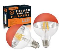KOOYWAN Orange LED Light Bulb G95 Globe, Dimmable 8W Vintage Filament 2700K Warm White Half Crown Mirror Bulb Anti Dazzle use for Decorative Indoor Lighting E27 Screw Cap-Pack of 2