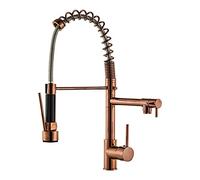 KOOZT All Copper Style Rose Gold High-Pressure Pull-Out Large Spring Double-Outlet Kitchen Sink Hot and Cold Water Faucet
