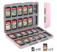 KOPBTBOY Spiele Aufbewahrung für Switch,Game Card Aufbewahrungsbox für Nintendo Switch mit 24 Game Card Slots und 24 Micro SD Karten, Weiches Silikon Futter, Magnetverschluss,Nintendo Switch Zubehör