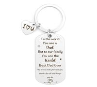 Kopdnvei Dad Gifts for Daddy Keyring, Father's Day Daddy Birthday Gift for Step Dad from Daughter Son Wife Girlfriend, Heart-shaped Engraved Keychain in World Dad Color