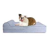 KOPEKS 5.5-inch Thick High Grade Orthopedic Memory Foam Dog Bed With Pillow and Easy to Wash Removable Cover with Anti-Slip Bottom. Free Waterproof Liner Included - for Large Breed Dogs - Grey