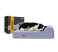 KOPEKS 5.5-inch Thick High Grade Orthopedic Memory Foam Dog Bed With Pillow and Easy to Wash Removable Cover with Anti-Slip Bottom. Free Waterproof Liner Included - for Large Breed Dogs - Grey