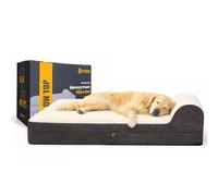 KOPEKS Jumbo Orthopedic Dog Bed - 7-inch Thick Memory Foam Pet Bed with Pillow with Removable Cover & Free Waterproof Liner - for Large Breed Dogs, XL, Brown-Plush Top