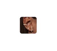 Koperin Stud Earrings Sets for Women Non Piercing - Small 14K Gold/Silver Plated CZ Thin Pearl Huggie Hoop Earring Hypoallergenic Dainty Ear Cuff Trendy Gifts, Brass, No Gemstone