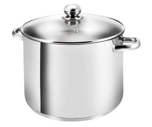 Kopf Gigant Large Cooking Pot with Glass Lid, Stainless Steel, Diameter 28 cm, Height 21 cm, 12.5 Litre
