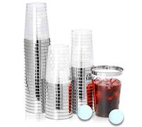 KOPHADOT 12oz Silver Rim Plastic Cups 50 packs with 2 Party Pong Balls, Disposable and Reusable Elegant Silver Rimmed Cup Clear Party Drinking Cups for Weddings, Bachelorette Parties, Christmas