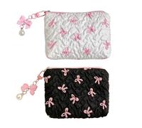 Kopida 2 Pcs Makeup Bags Cute Bow Cosmetic Bags Zipper Pouch Bag with Pendant Makeup Organizer Portable Toiletry Bag Travel Accessories for Women