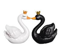 Kopida 2 Piece Crown White Swan Black Swan Figurine Animal Miniature Statue Micro Landscaping Little Figurine Resin Crafts Figure Ornament Miniatures