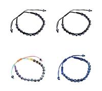 Kopida 4 Pcs Evil Eye Bracelets for Women Men Lucky Bracelets Handmade Braided Bracelet Adjustable Family Friend Couple Protection Bracelet