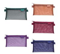 Kopida 5 Pcs Mesh Pencil Case, Clear Pencil Pouch, Nylon Mesh Zipper Pen Case Bag, Makeup Bag for Women, Portable Office School Stationery Storage Pouch