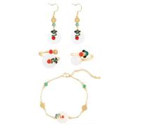 Kopida Chinese Style Jewelry Trendy Elegant Jade Bracelet Antique Ring Enamel Copper Gift Auspicious Cloud Jade Earrings