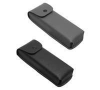 Kopida PU Leather Eyeglass Case with Belt Loop, 2 Pack Vertical Eyeglass Pouch Vintage Eyeglass Box Semihard Portable Sunglass Holder, Black,grey, One size