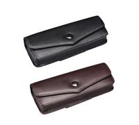 Kopida PU Leather Eyeglass Case with Belt Loop, Dark Coffee Black 2 Pack Vintage Eyeglass Pouch Eyeglass Box SemiHard Portable Sunglass Holder, Black,dark Coffee, One size