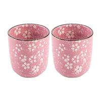 Kopida Romantic Pink Flower Ceramic Teacup 6.8 oz Japanese Mug, Branch of a Flourishing Flowers Cherry Blossoms Tea Cups Set, Coffee Mug Cup, Gift, 2pcs