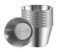 Kopinma 12 Pcs Small Sauce Pots, Stainless Steel Dip Bowls, 2.5oz Condiment Pots, Mini Sauce Cups, Reusable Dipping Bowls, Small Individual Condiment Ramekins for Sauces and Dips
