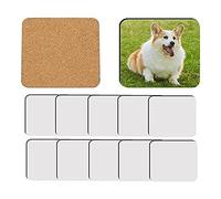 Kopinma 12 Pcs Sublimation Square Coaster Blanks, MDF Cork Coasters, Heat Transfer Coaster for DIY Projects, 3.86 x 3.86 Inch