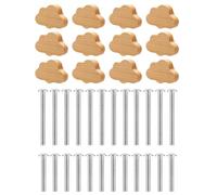 Kopinma 12 Piece Beech Wood Drawer Knobs Cloud-Shaped Wooden Dresser Pulls Boho Dresser Knobs Wood Color for Cabinets, Furniture