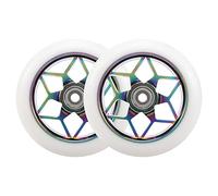 Kopinma 2 Pcs Scooter Accessories 110mm Colorful Pu Wheels Thick Stunt Car Wheels with Bearings (White)
