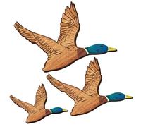 Kopinma 3 Size Mallard Duck Wall Art, Rustic Flying Birds Wall Decor, Beach Sculpture Sea Birds Carved Wood Wall Art for Garden Patio Fence Ornaments Outdoor
