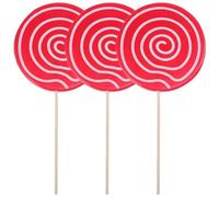 Kopinma 3Pcs Simulated Lollipops Prop, Fake Lollipop Candy Ornament for Party Decoration, Simulation Candy Birthday Party Ornament, Lollipop Prop for Wedding Festival Party Decoration, Red