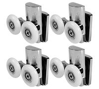 Kopinma 4Pcs Shower Door Wheels 23mm Shower Door Rollers Heavy Duty Zinc Alloy Dual Wheel for Both Flat Sliding Shower Doors
