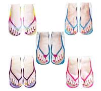 Kopinma 5 Pair Funny Flip Flop Socks, Novelty 3D Manicure Print Socks, Summer Beach Flip Flop Absorb Sweat Running Socks, Women Personalized Cotton Ankle Socks Gifts for Men/Women/Couples