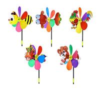 Kopinma 5 Pcs Colorful 3D Animal Pinwheel Wind Spinner, Bird Repellent Windmill Wind Spinners, Windmills for Garden Ornament for Outdoor Yard Lawn Patio Decor and Party