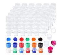 Kopinma 600 Clear Acrylic 3 Ml/0.1 Oz Paint Pots With Lids, 100 Mini Container Strips for Storage, Color Identification Organizers for Arts and Crafts