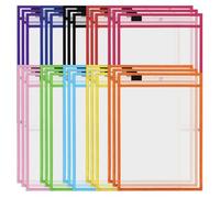 Kopinma A4 Dry Erase Pockets, 30 Pack PVC Transparent Dry Erase File Holders, A4 Plastic Wallets Folders, Reusable Clear Easy-Load Sleeves for Classrooms, Home & School Work Fit's Paper, 25.5 * 35cm