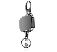 Kopinma Heavy Duty Retractable Keychain Zinc Alloy Carabiner with 28.3 Inch Steel Wire, Secure Clip for Keys and Tools, Retractable Lanyard for
