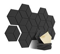 Kopinma Hexagonal Self-Adhesive High-Density Acoustic Soundproofing Panels Pack of 12 for Home and Office Wall Decoration Cuttable Design for Hassle-Free Installation 11.8''X10.2''X0.4'' Black