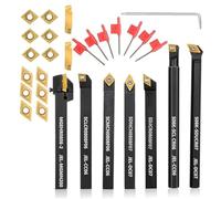 Kopinma Lathe Tool 5/16, 8mm Shank, 7-Piece Turning Tool Holder for Turning and Grooving with 14 Pieces Carbide