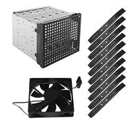 Kopinma Stainless Steel Hard Drive Cage, Storage Expansion Hard Drive Cage DIY Hard Drive Disk Cage Rack 5.25 Inch to 5X 3.5Inch Bracket wit Fan, Hard Driver Tray Black
