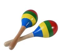 Kopinma Wooden Multi Coloured Maracas Hand Percussion Rattles, Pair, Wooden Rumba Shaker Musical Educational Rhythm Instrument