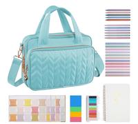 KOPKOFT Bible Cover Case for Women, All-in-One Bible Study Supplies Journaling Kit with Highlighters Tabs, Quilted Book Carrying Cases, Christmas Christian Gifts for Women(Blue Green)